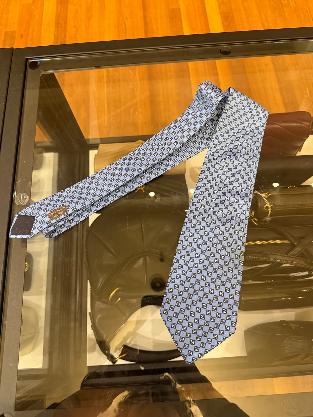 Hermes Tie - Blue With Square Pattern