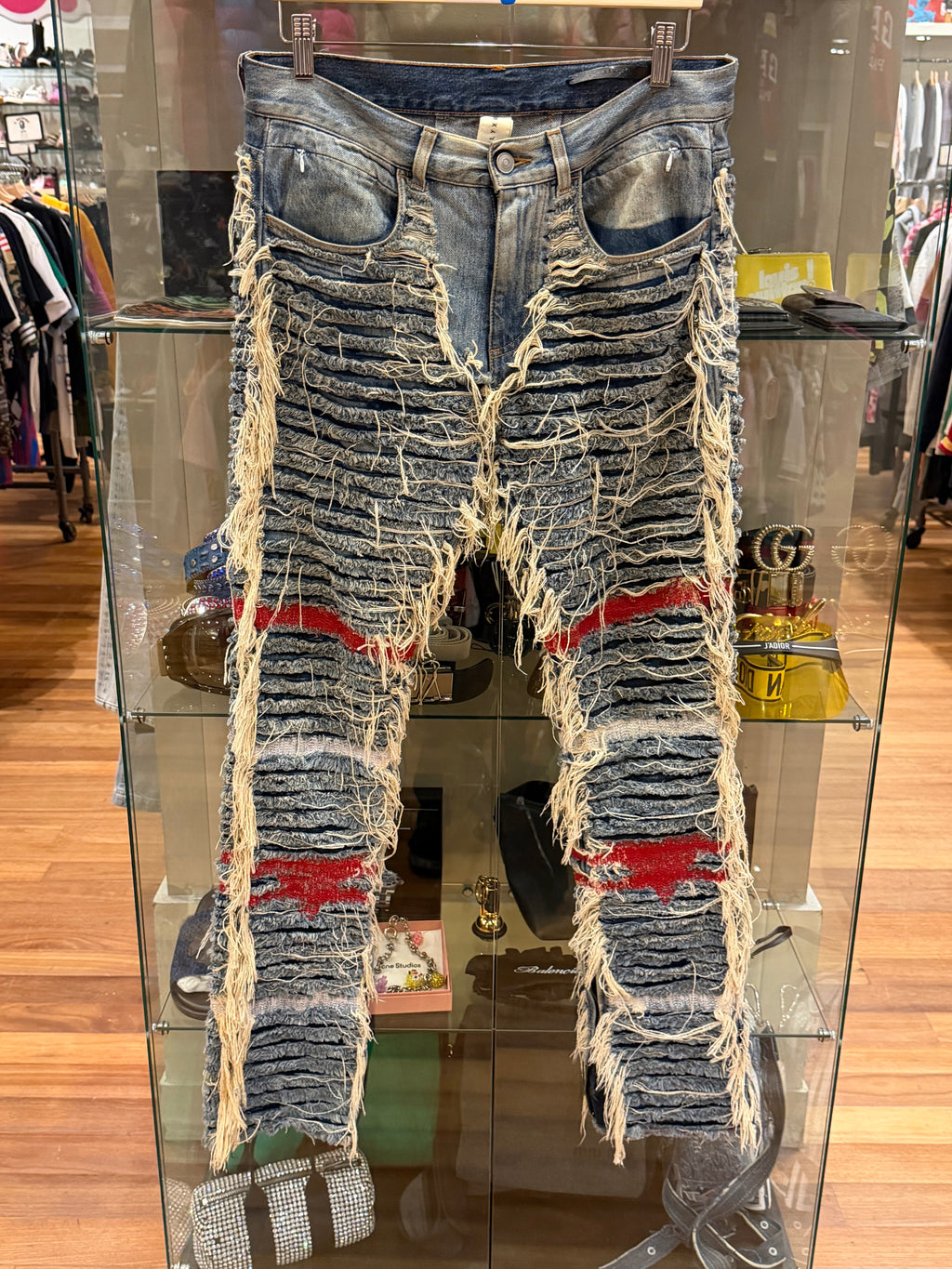 1017 Alyx 9sm BlackMeans Frayed Denim Jeans