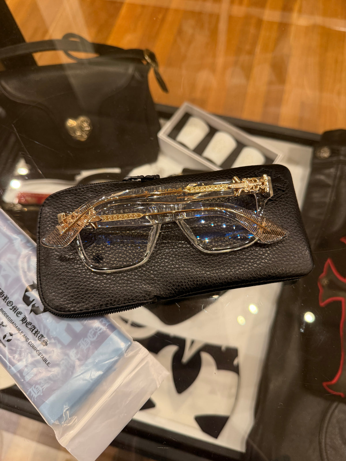Chrome Hearts ‘Vagillionaire II’ Clear / Gold Glasses