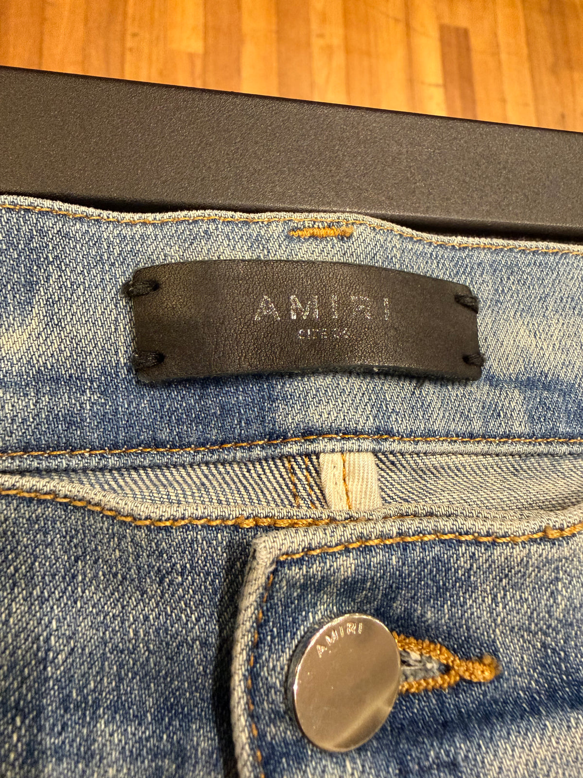 Amiri Vintage Orange Bandana Art Patch Denim Jeans