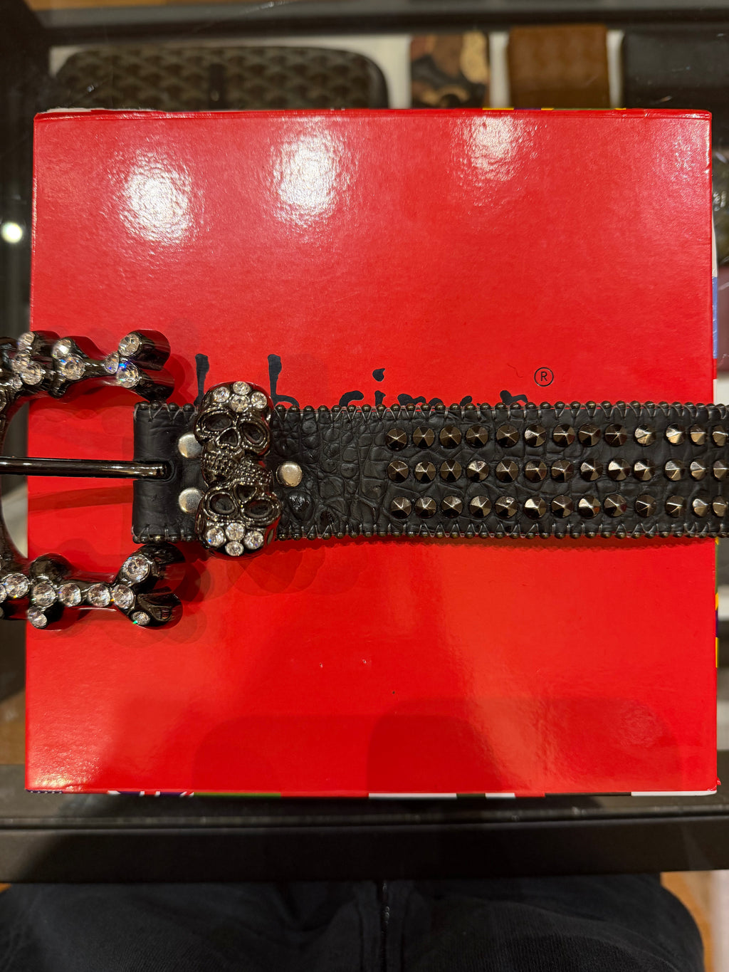 B.B. Simon Skull Pile Studded Belt