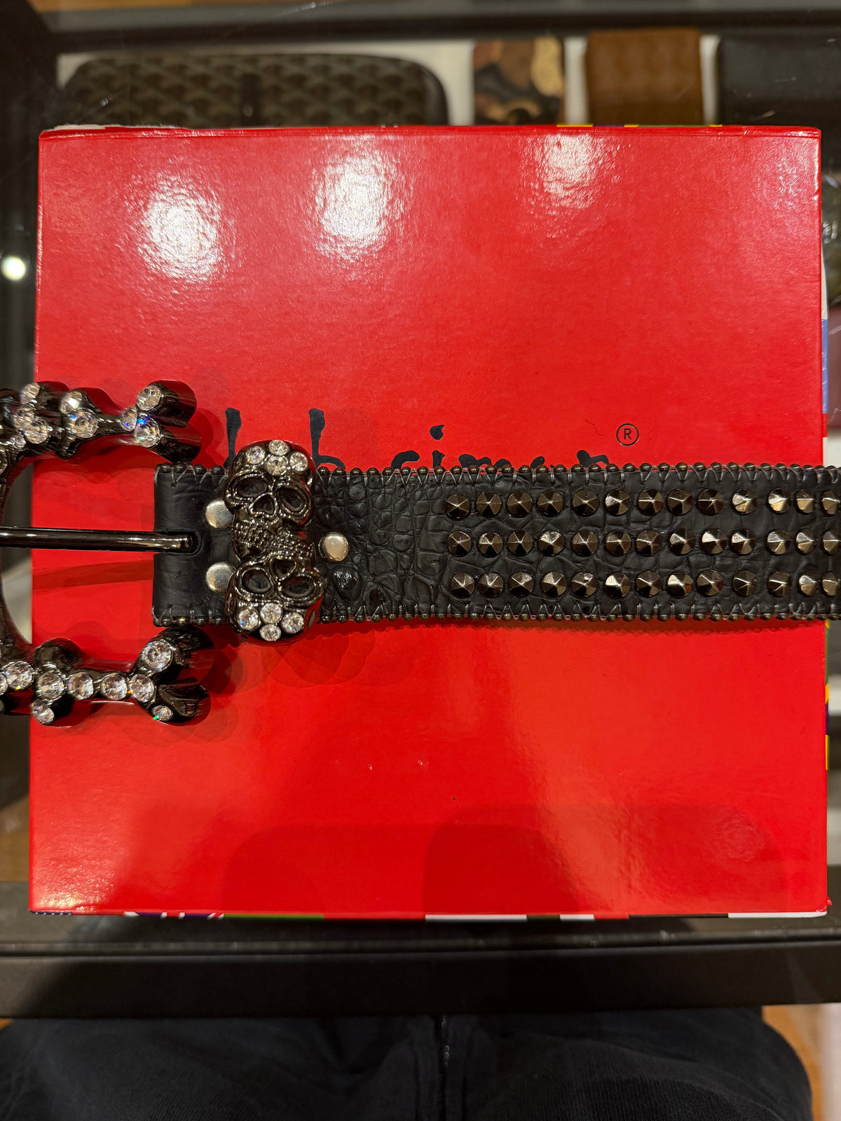 B.B. Simon Skull Pile Studded Belt
