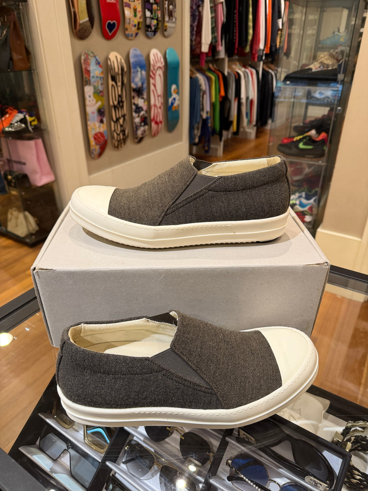 Rick Owens Boat Slip On Sneaker - Brown Canvas