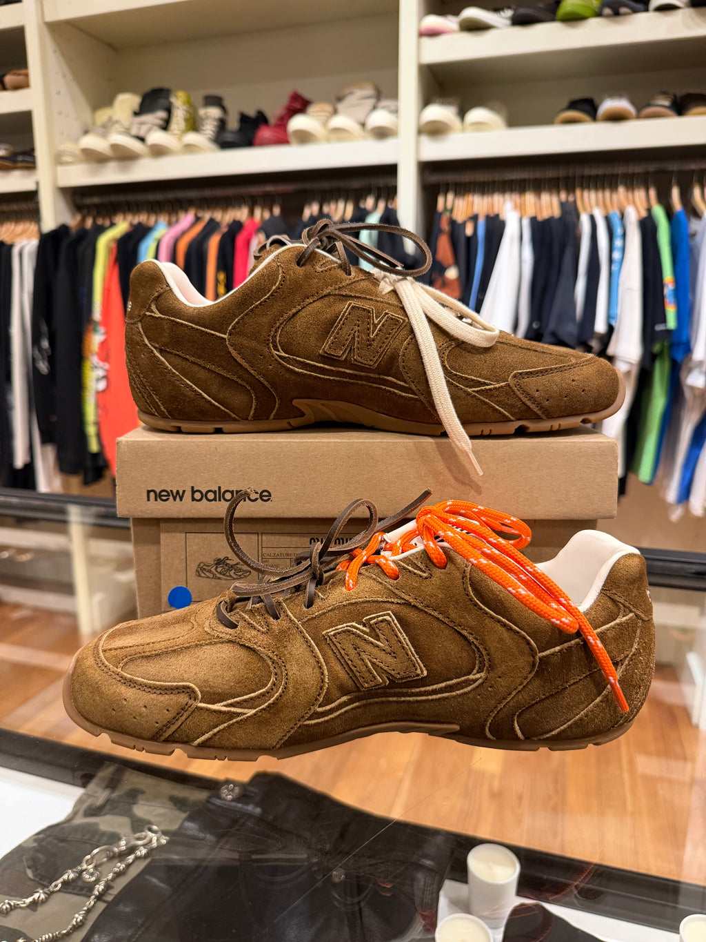 New Balance x Miu Miu 530 SL Suede Sneakers - Cannella