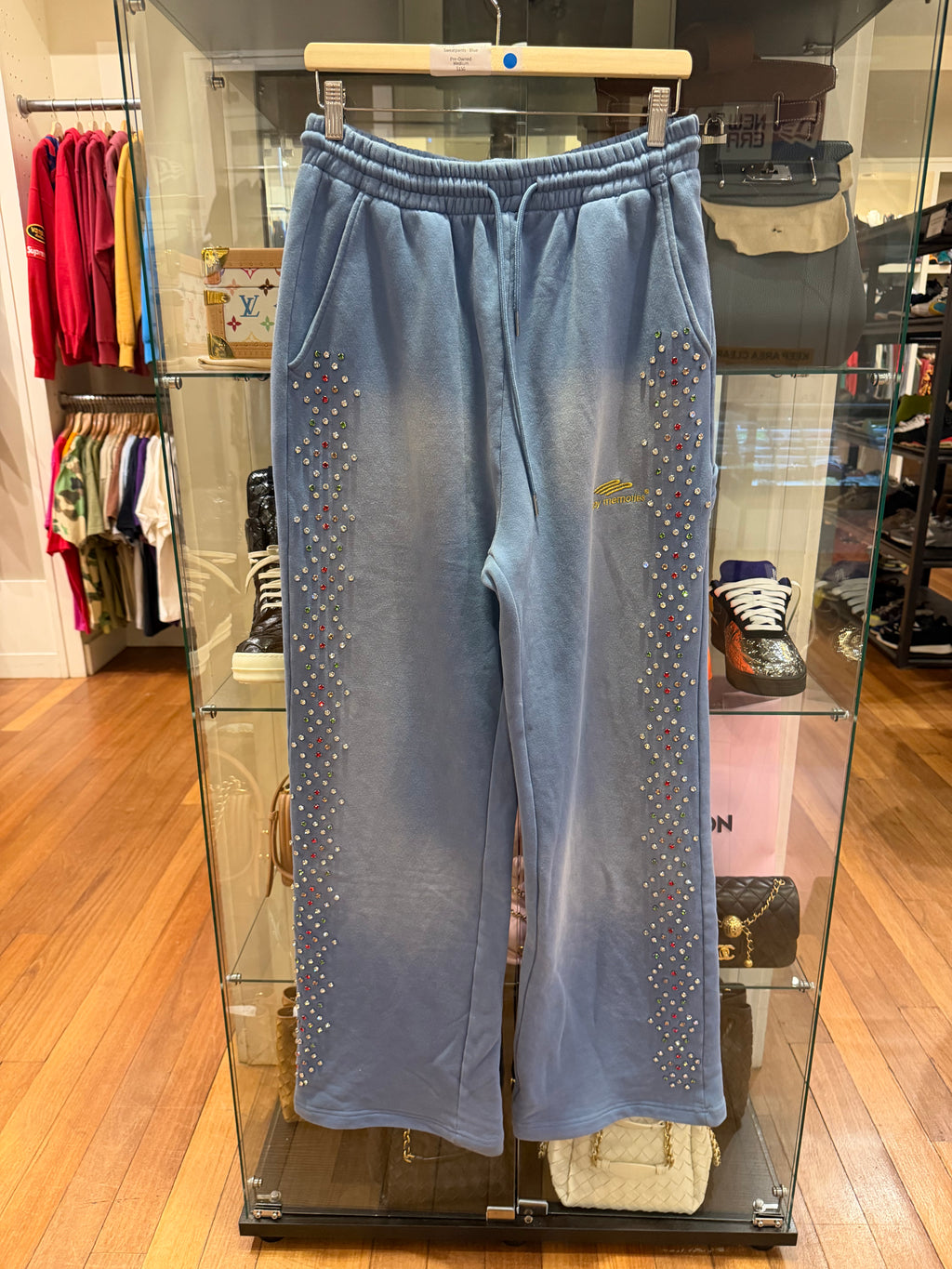 HMDD Embellished Crystal Sweatpants - Blue