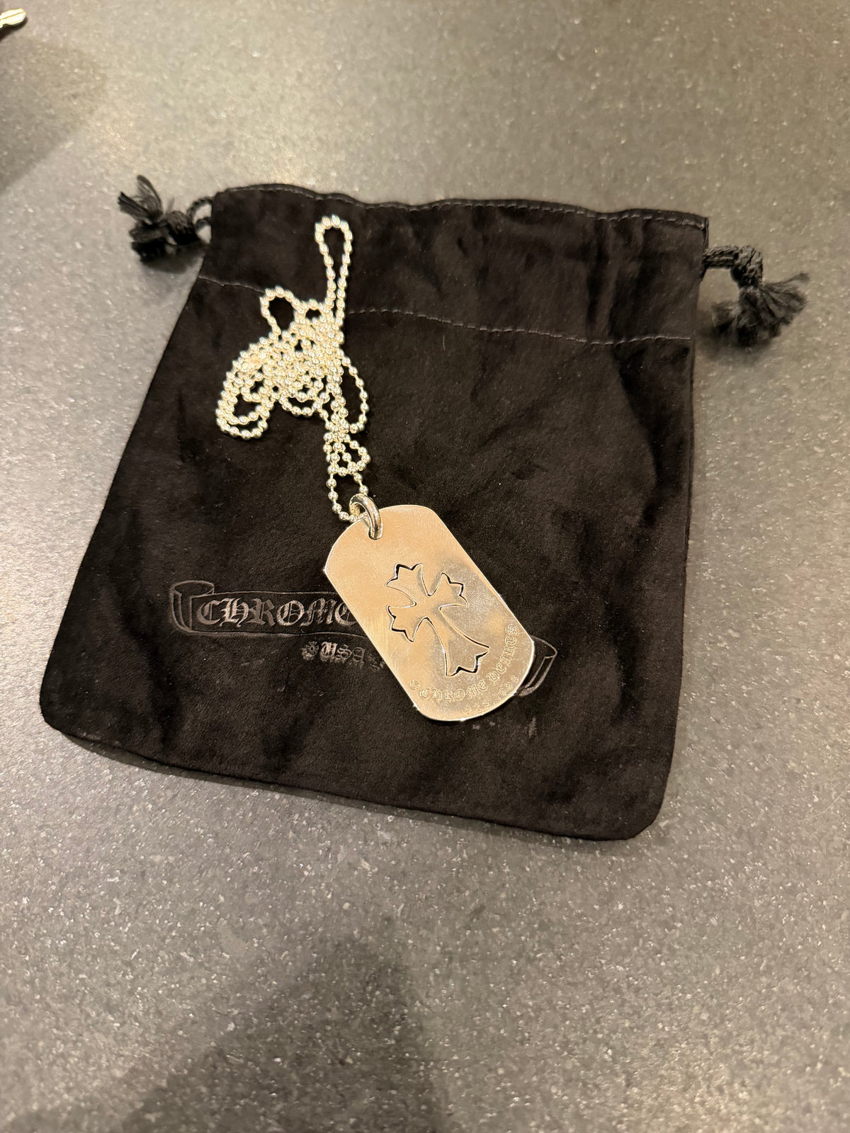 Chrome Hearts Cross Imprint Dog Tag Necklace