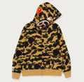 BAPE 1st Camo 2nd PONR Shark Full Zip Hoodie - Yellow