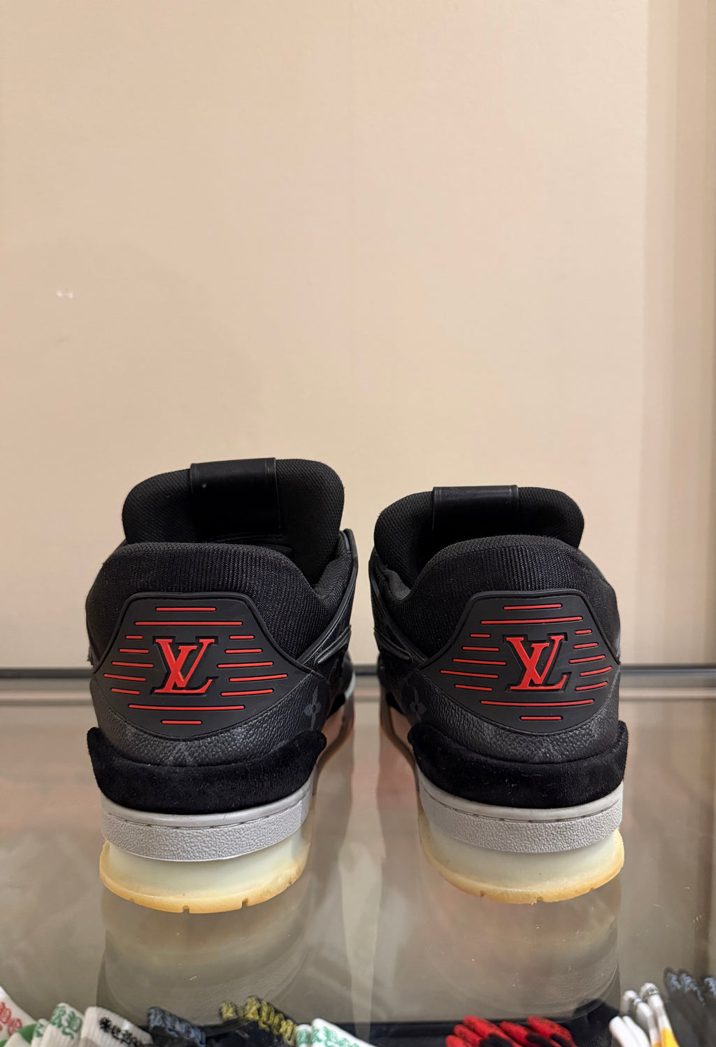 Louis Vuitton Monogram
Leather Trainer Sneaker -
Black/Red