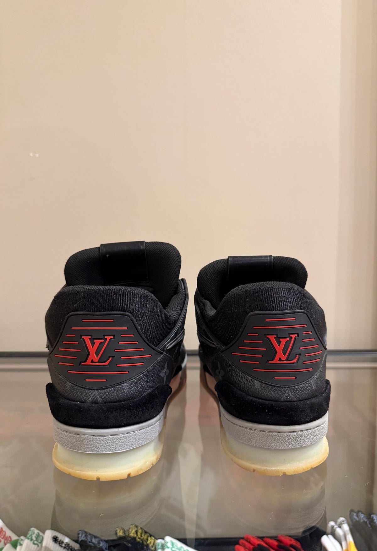 Louis Vuitton Monogram
Leather Trainer Sneaker -
Black/Red
