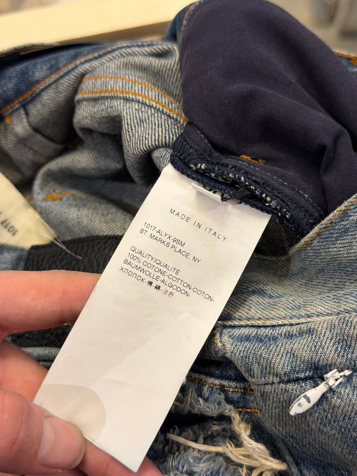 1017 Alyx 9sm BlackMeans Frayed Denim Jeans