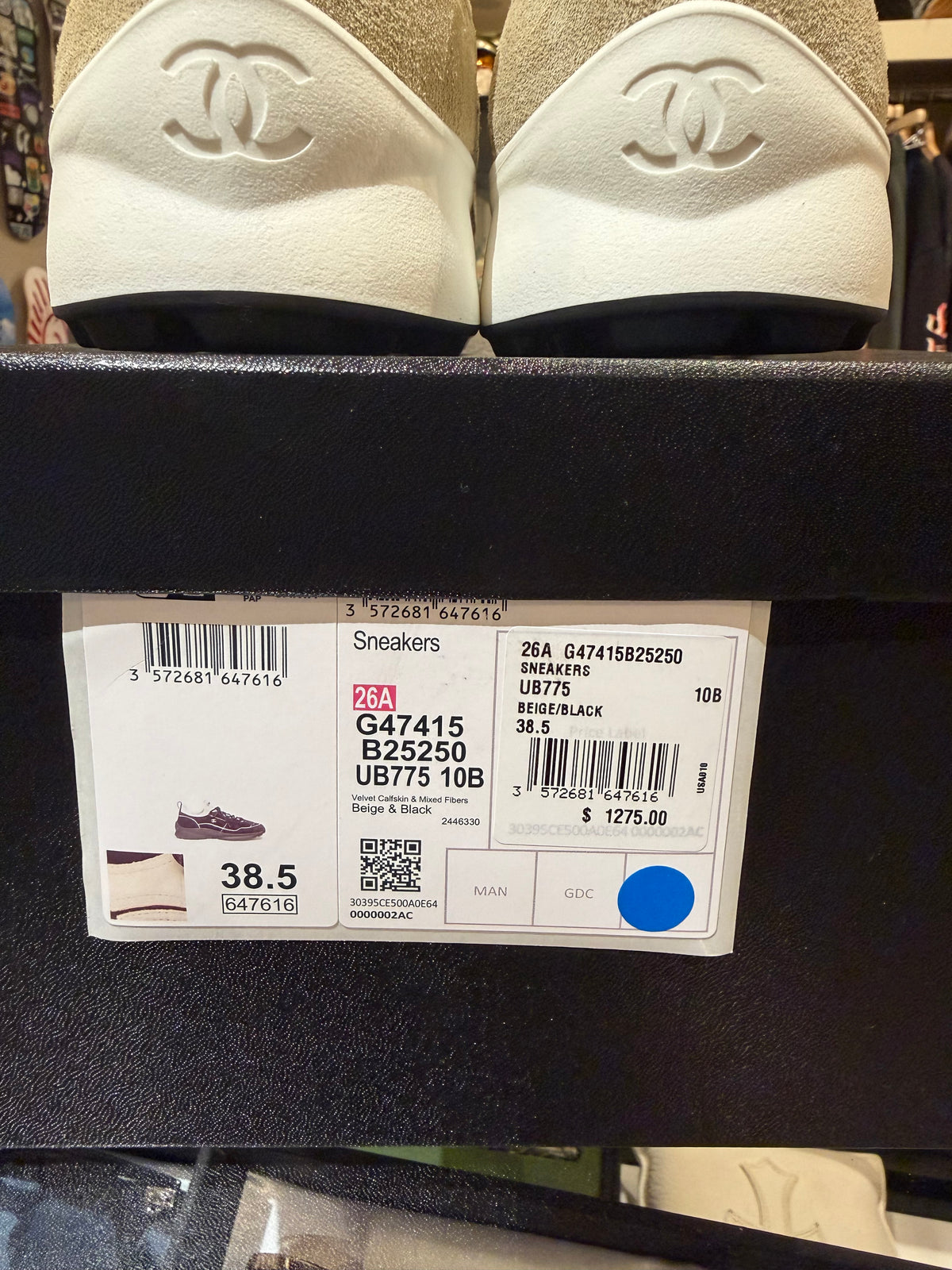 Chanel CC Suede Trainers - Beige/Black
