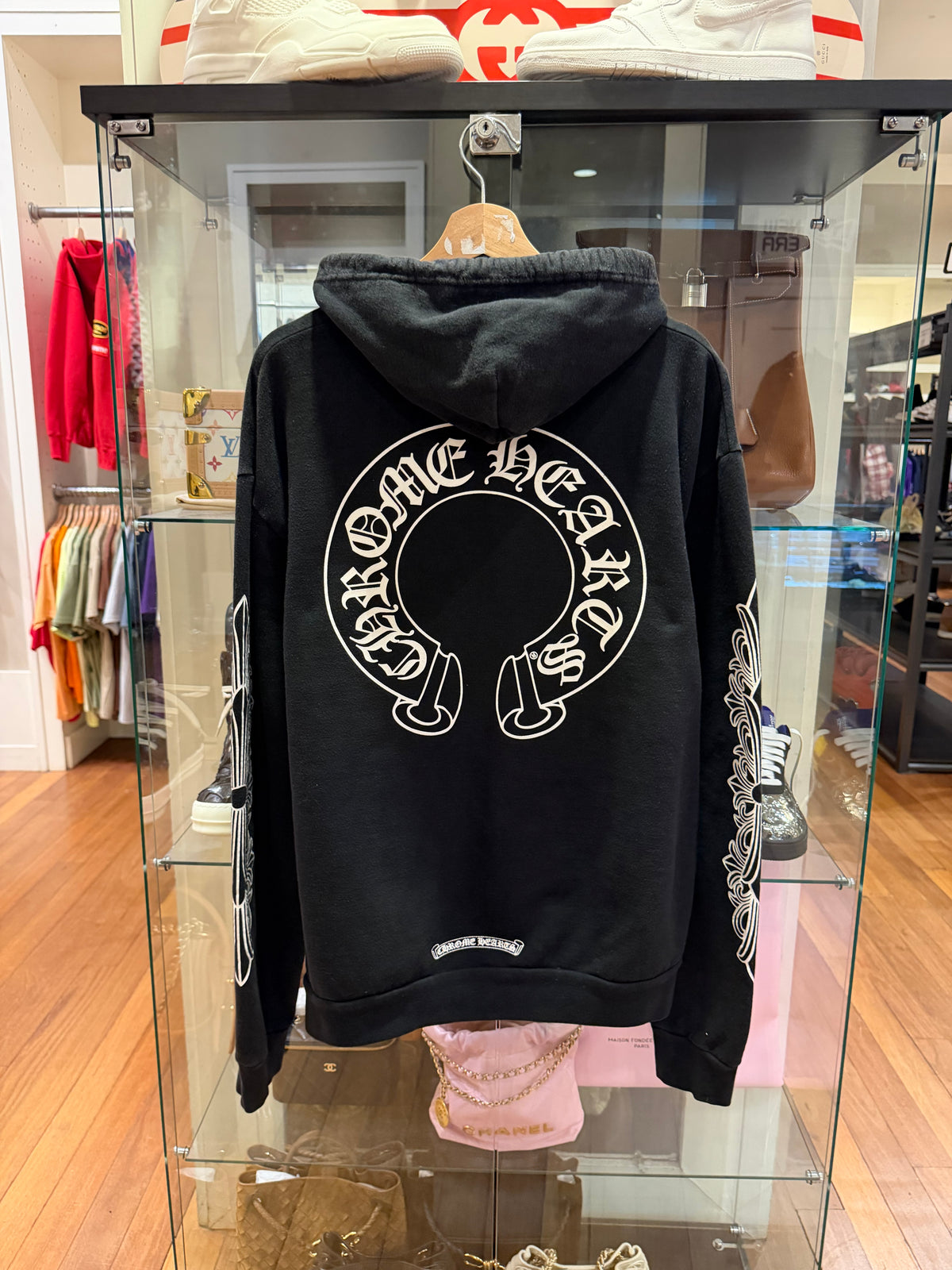 Chrome Hearts Horseshoe Floral Sleeve Hoodie - Black/White