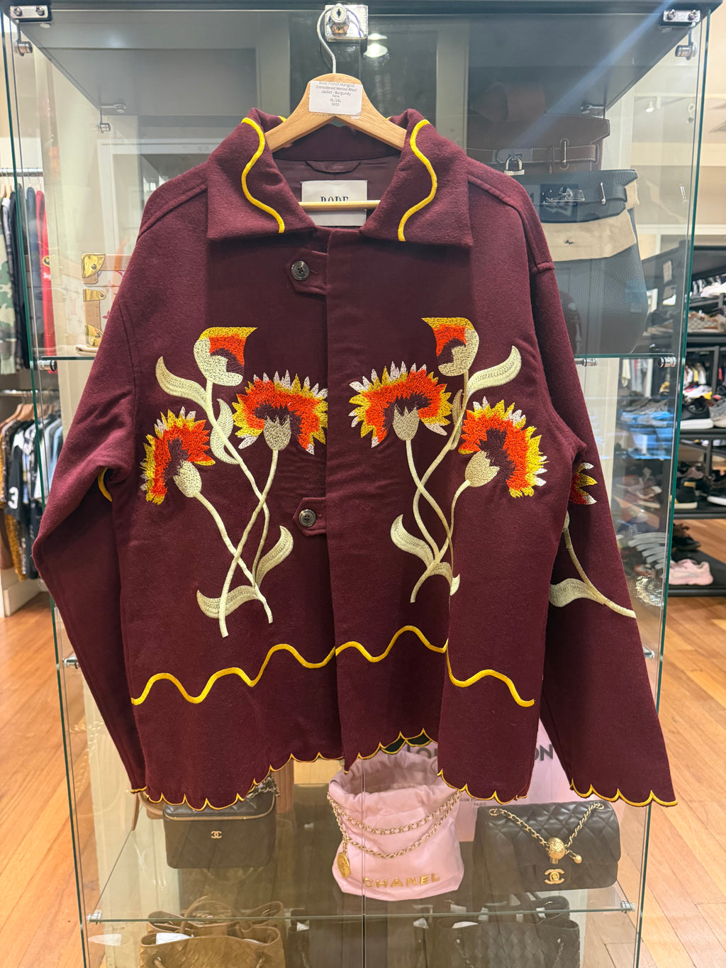 Bode French Marigold
Emroidered Merino Wool
Jacket - Burgundy