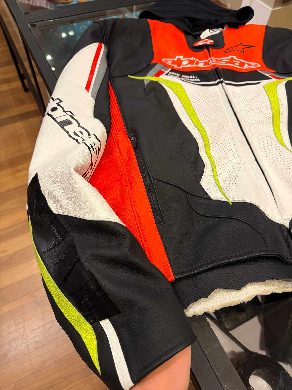 SS24 Balenciaga X Alpine Stars Upcycled Leather Runway Racer Jacket