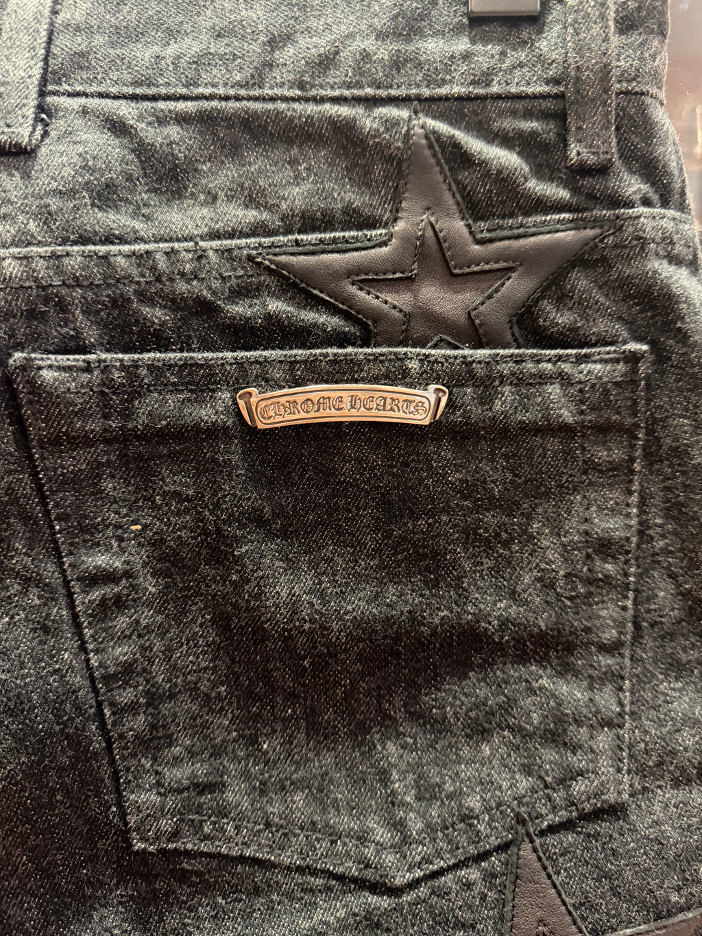 Chrome Hearts Fleur Knee Star Patch ‘Second Chances’ Indigo Denim