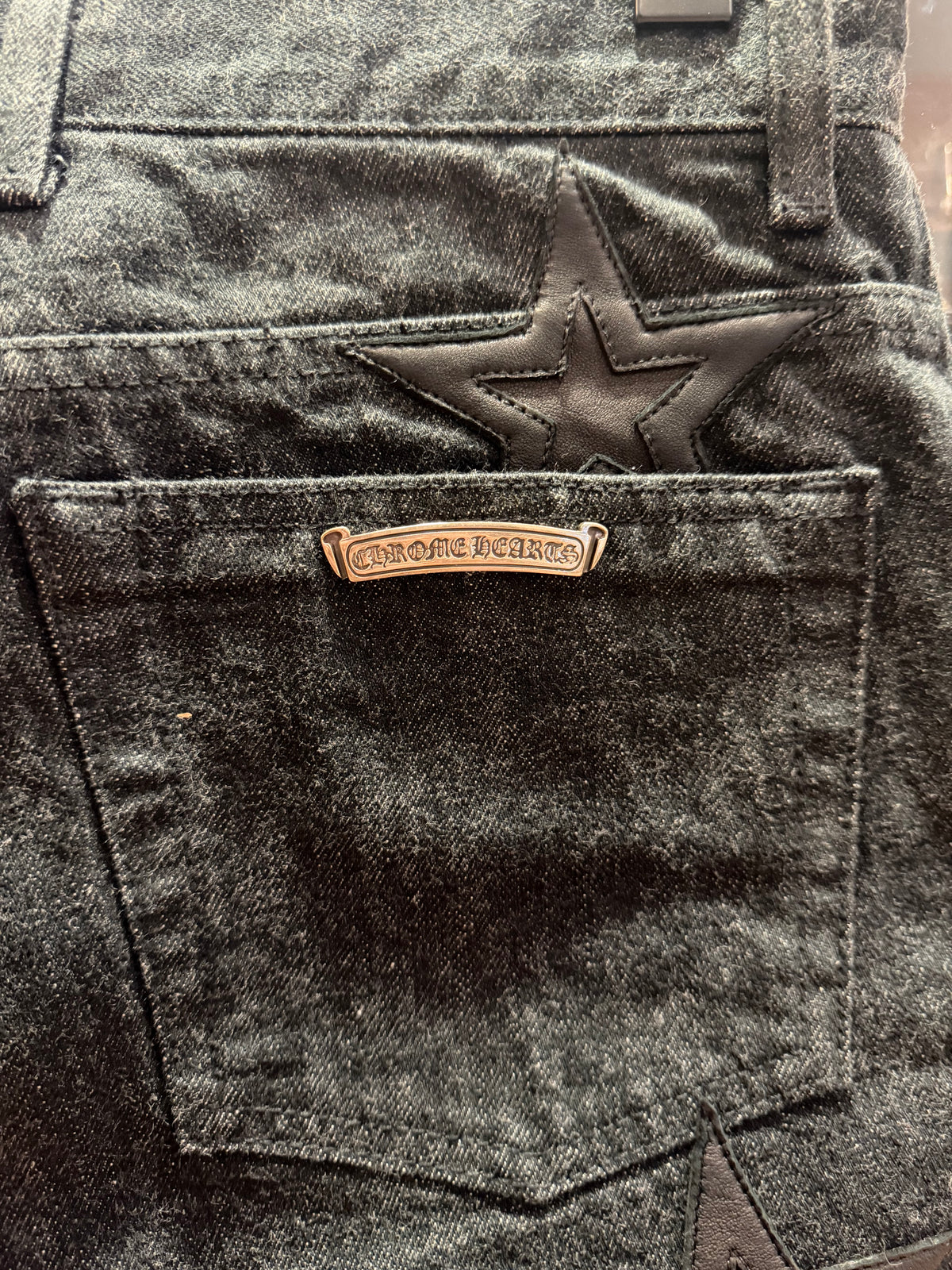 Chrome Hearts Fleur Knee Star Patch ‘Second Chances’ Indigo Denim