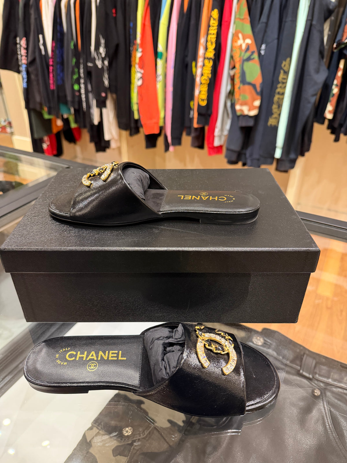 Chanel Interlocking CC Logo Sandals - Black