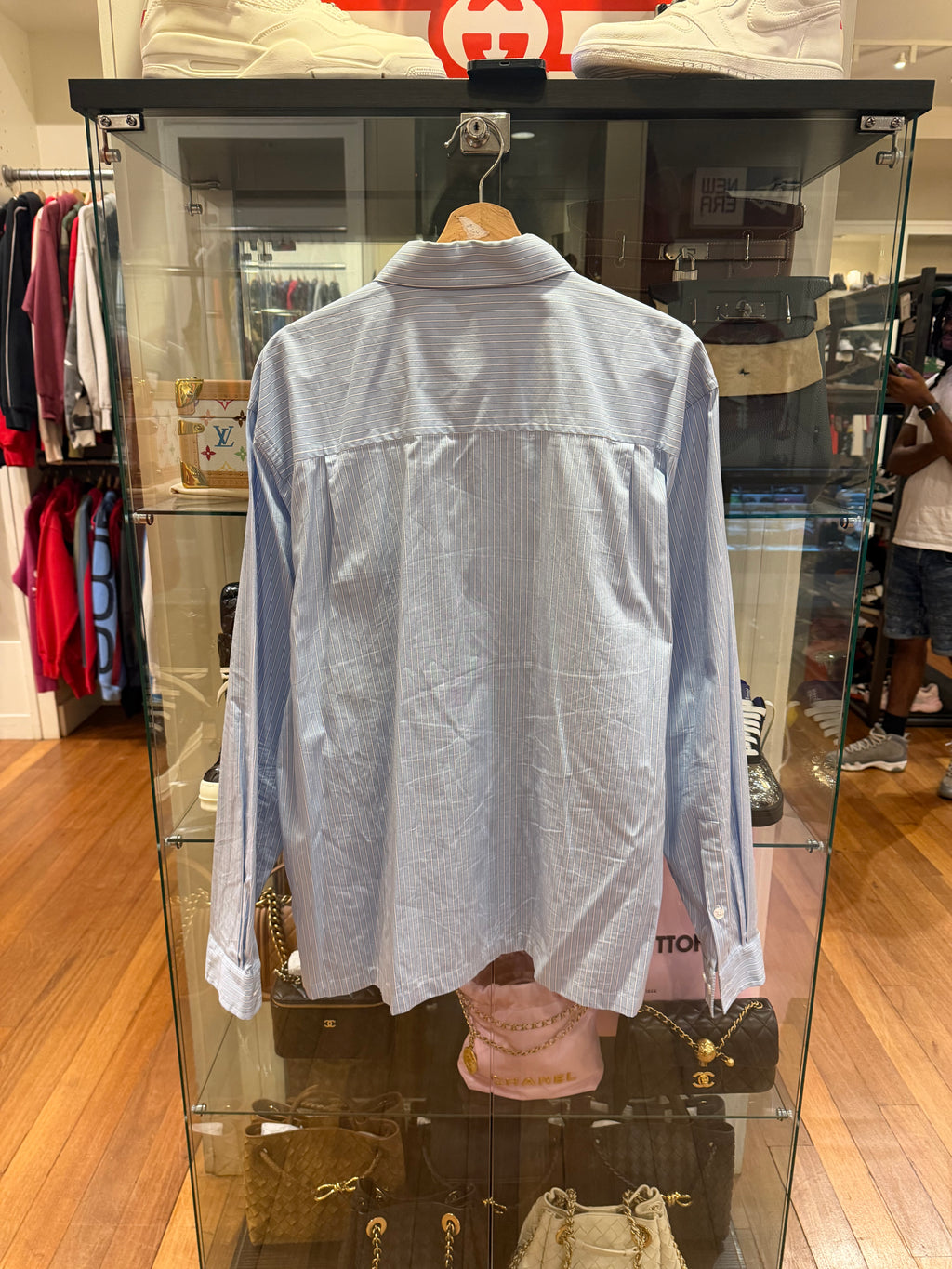 Perks and Mini Temous Collared Oversized Button Down Shirt - Blue