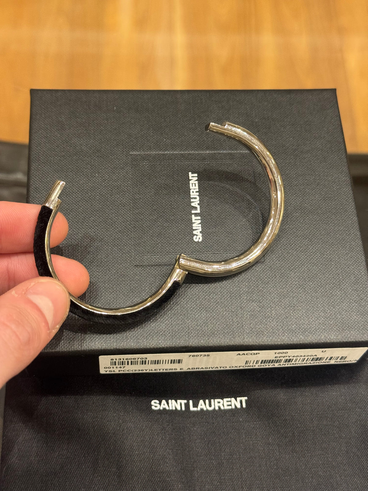 Saint Laurent YSL Stainless Steel Velour Bracelet