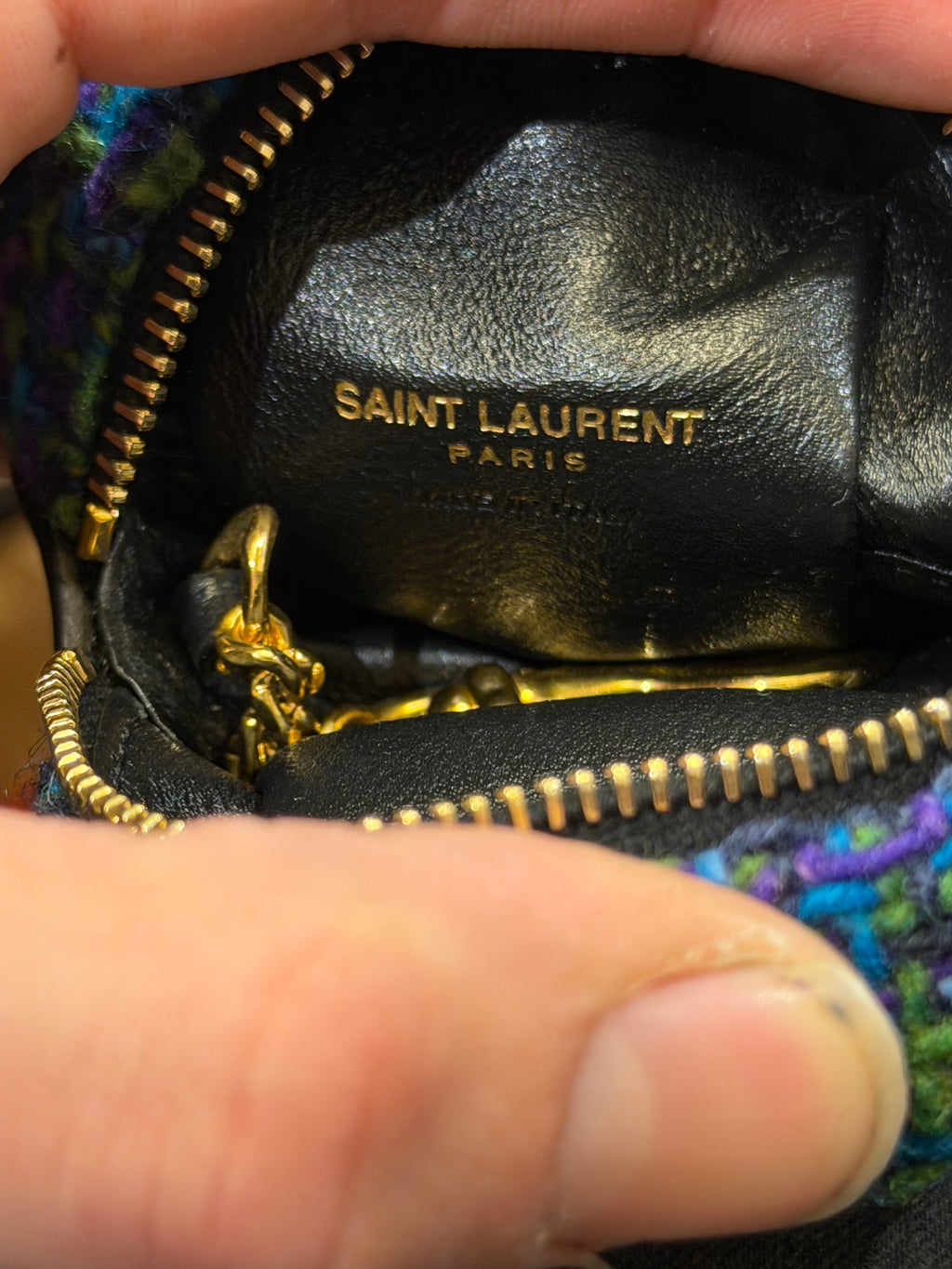 Saint Laurent Leather Knitted Keychain/Coin Wallet