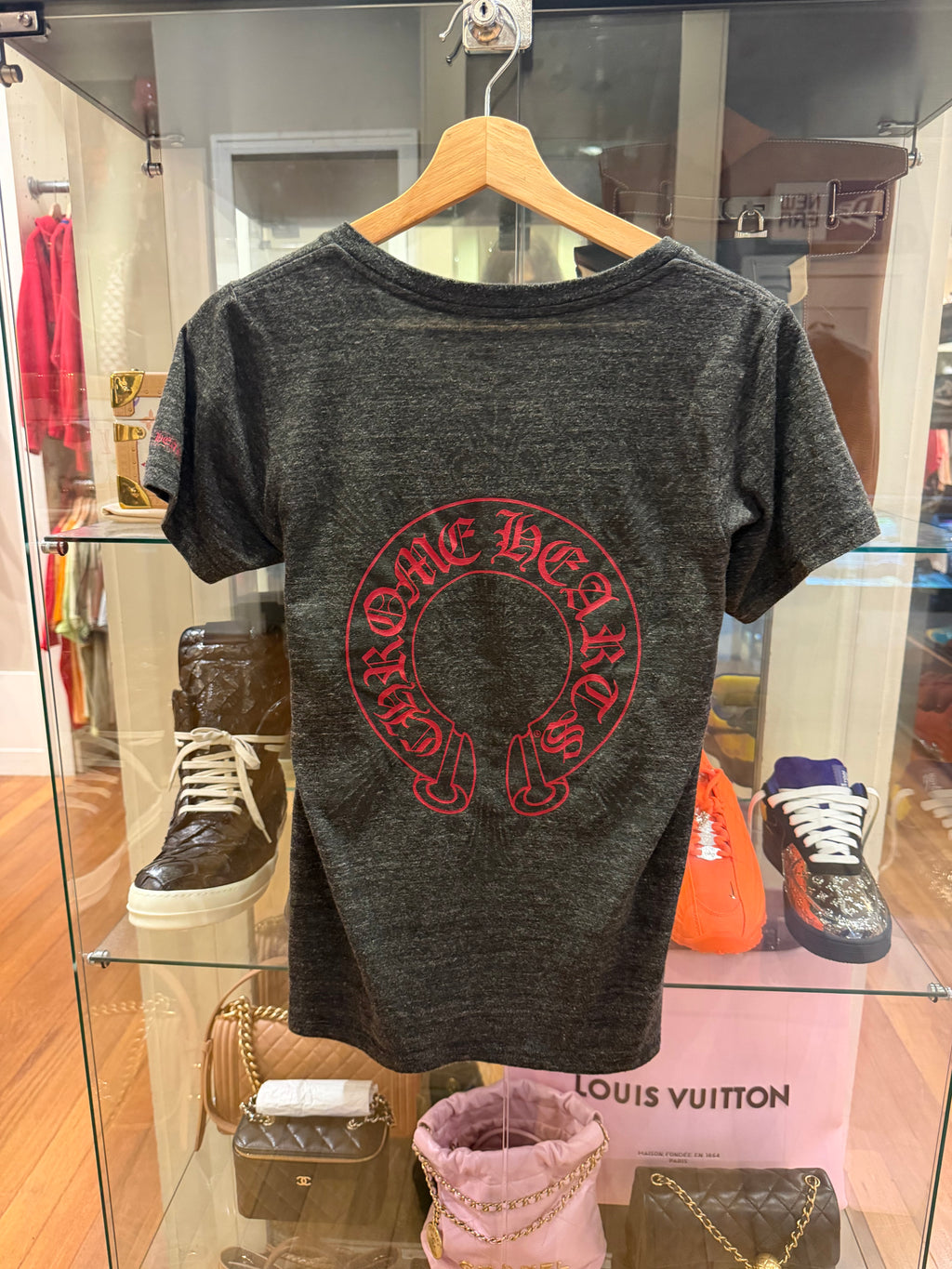 Chrome Hearts Horseshoe V-Neck - Grey/Red