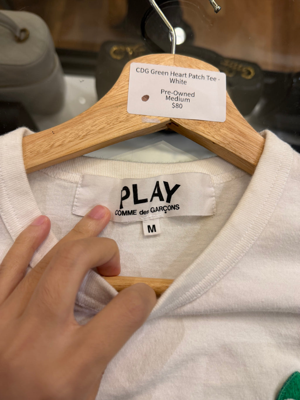 CDG Green Heart Patch Tee