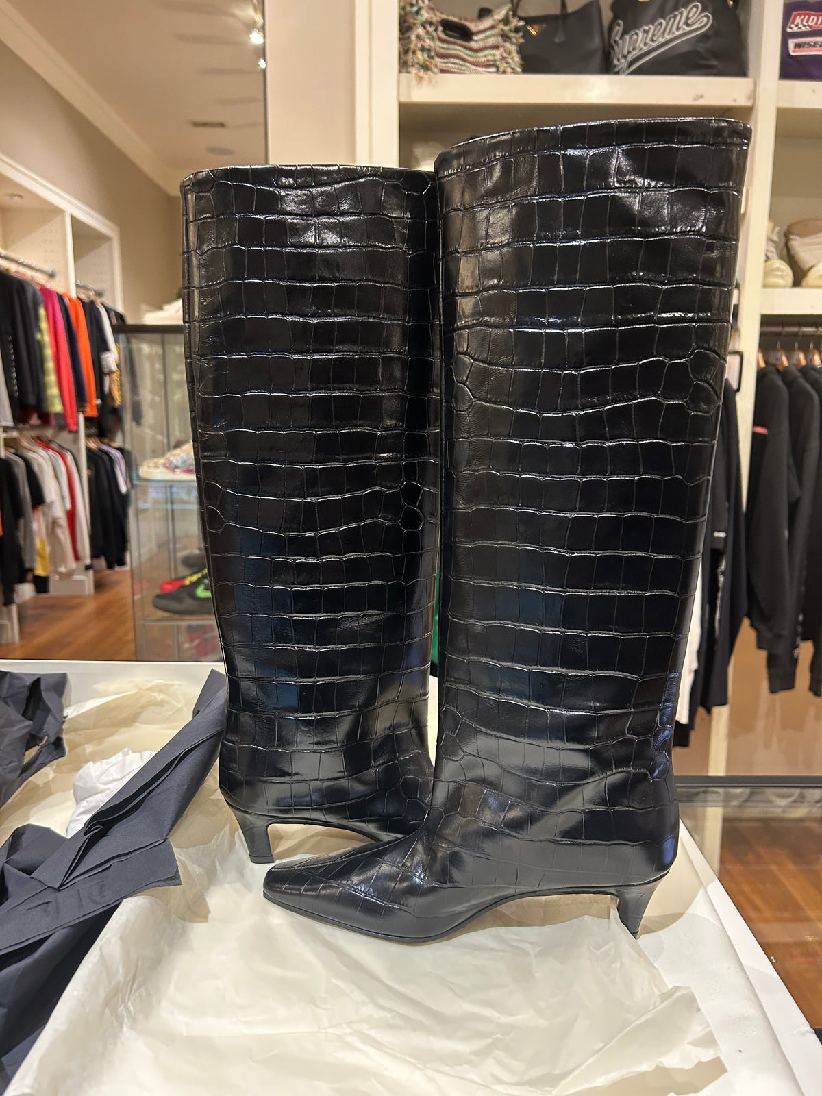 Totems Croc Shaft Boots - Black