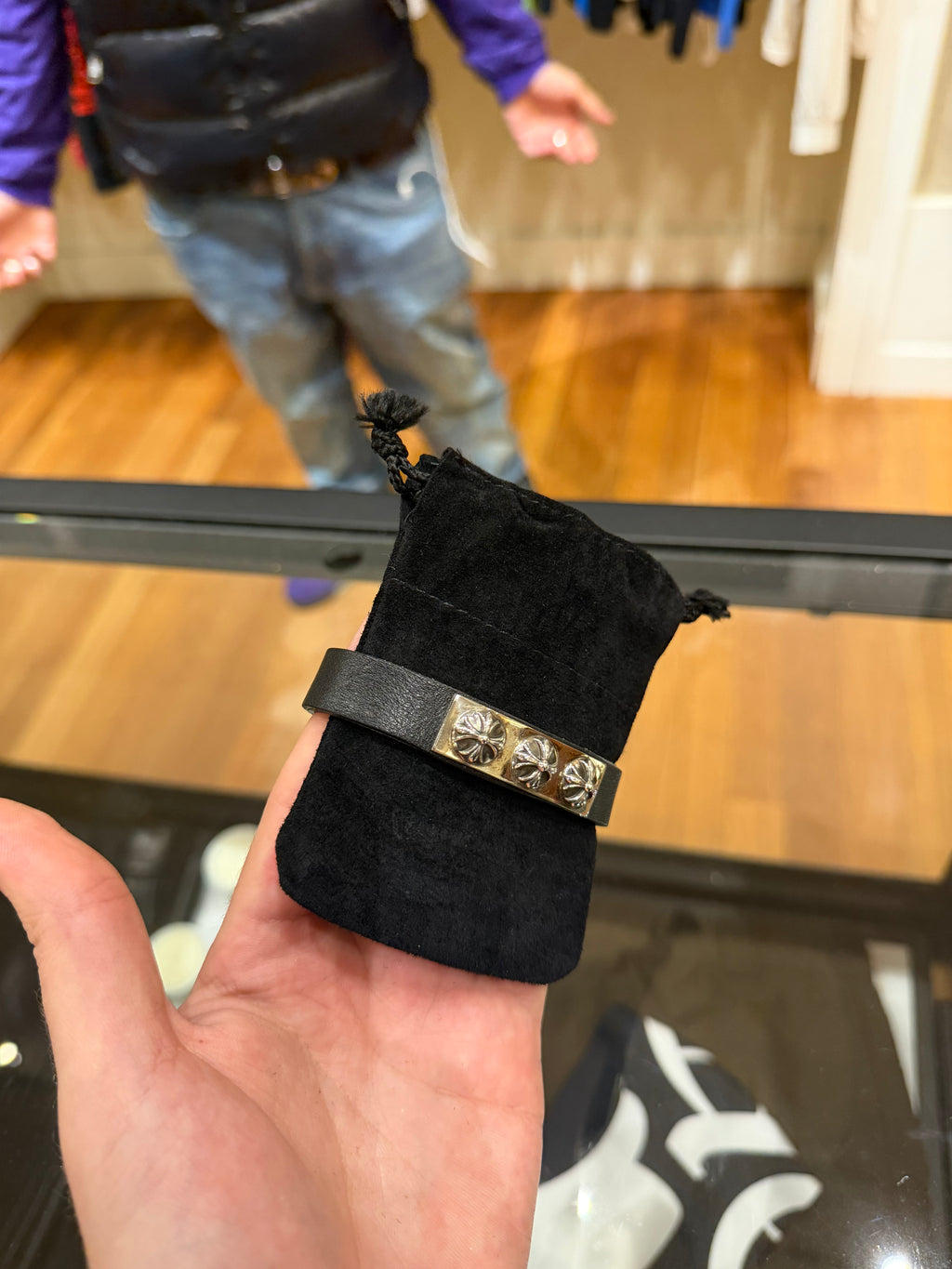 Chrome Hearts Leather Snap Cross Ball Bracelet