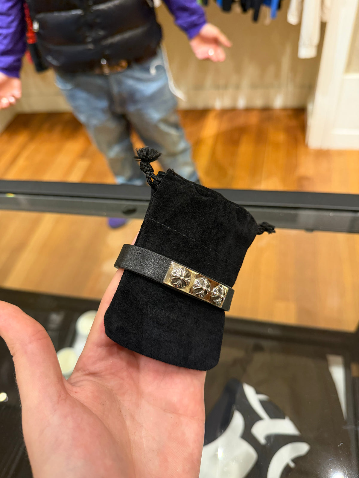 Chrome Hearts Leather Snap Cross Ball Bracelet