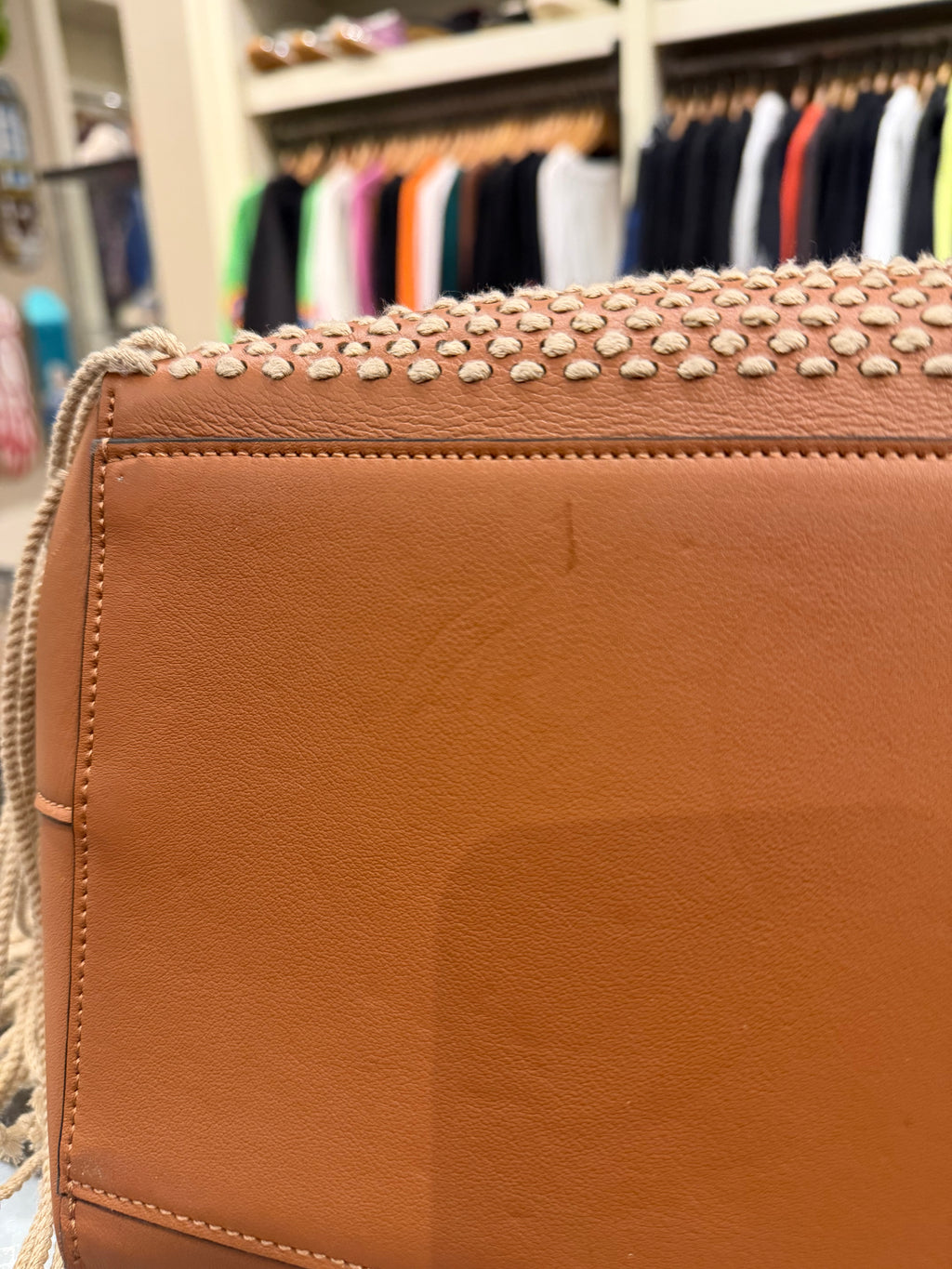 Loewe Tassel Fringe Cord Anagram Tote Leather