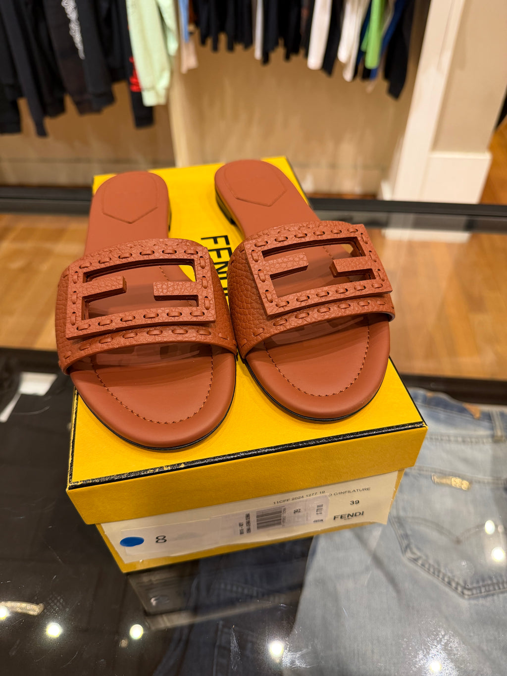 Fendi Leather Baguette Slide