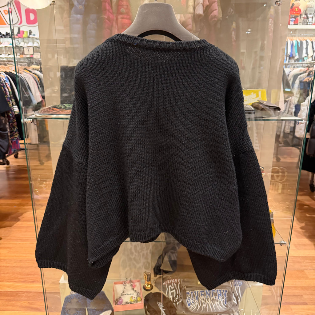 Raf Simons SS23 Cropped R Wool Sweater - Black