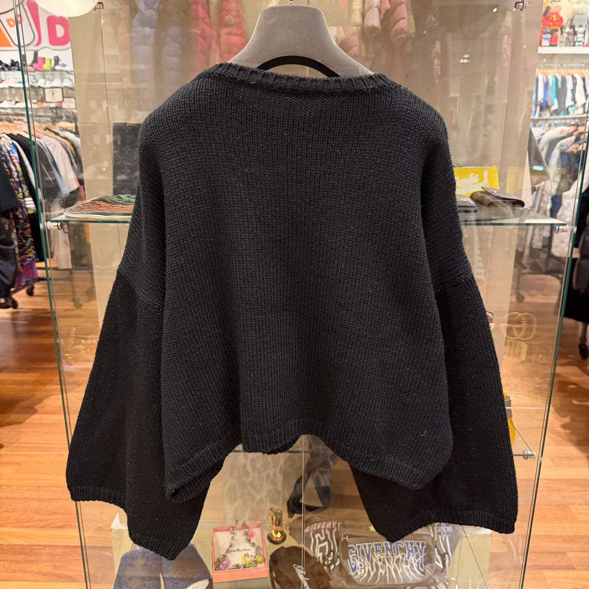 Raf Simons SS23 Cropped R Wool Sweater - Black