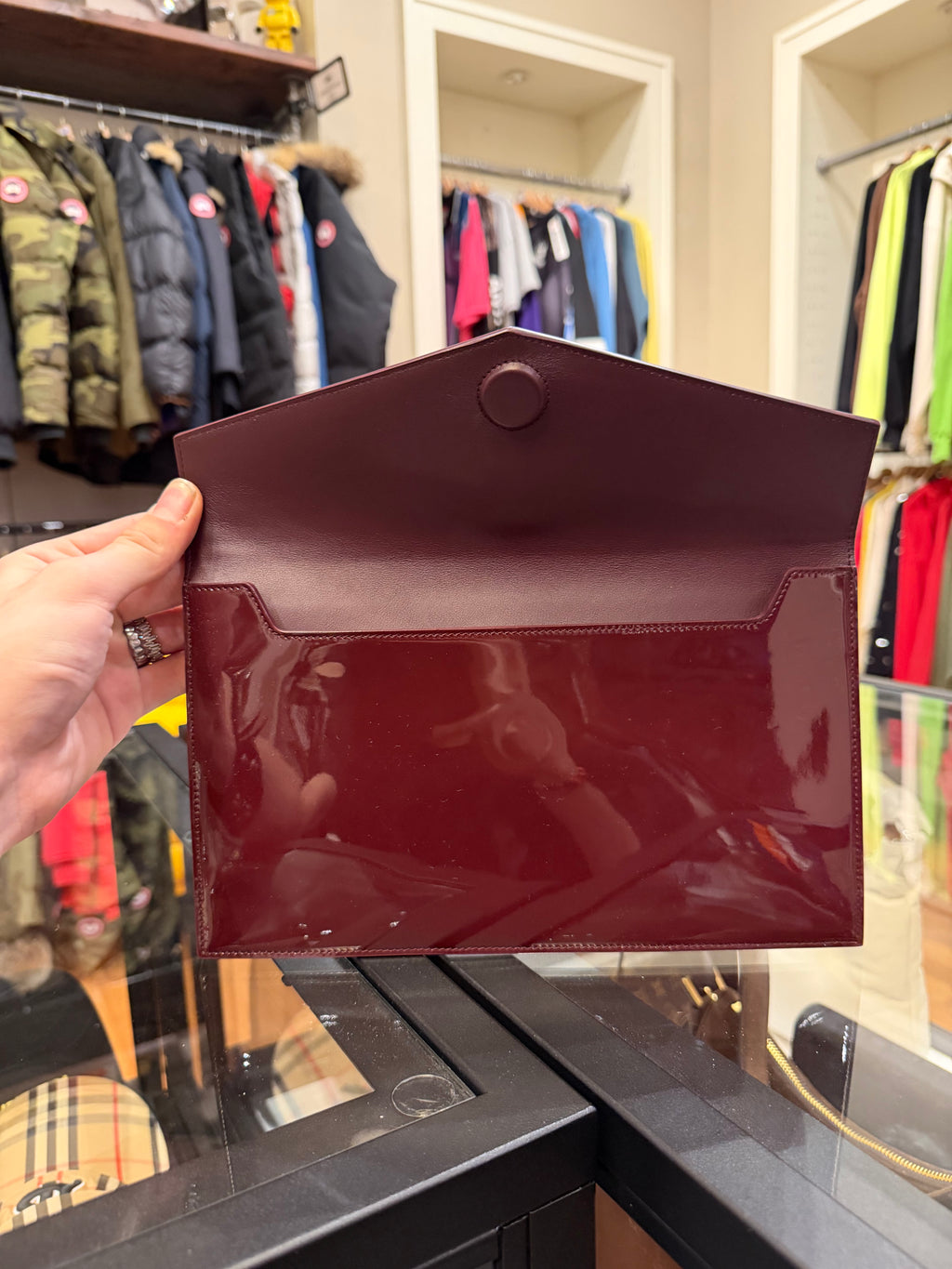 Saint Laurent Patent Leather Uptown Pouch - Red