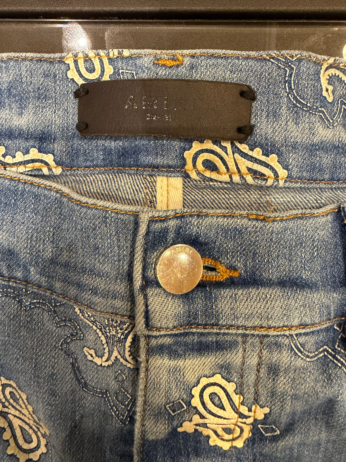 Amiri Flocked Paisley Bandana Jeans
