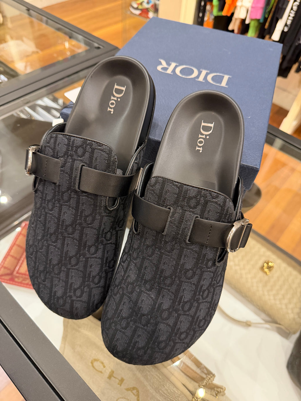 Dior Aqua Mule - Black Oblique Jaquard