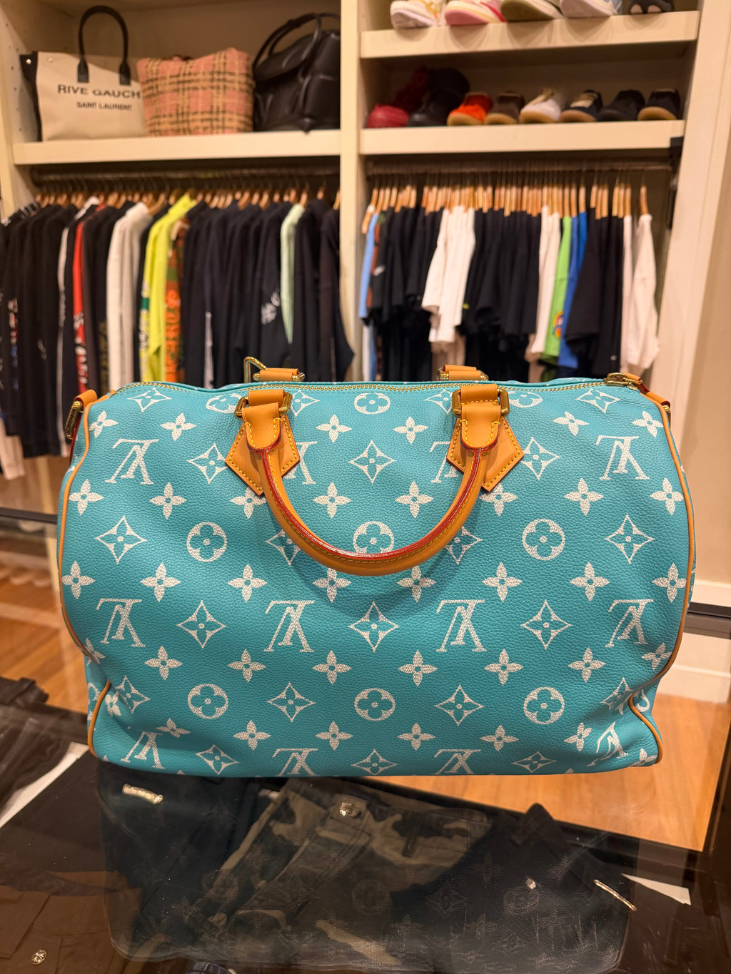 Louis Speedy P9 Bandoulière 40 Turquoise Duffle Bag
