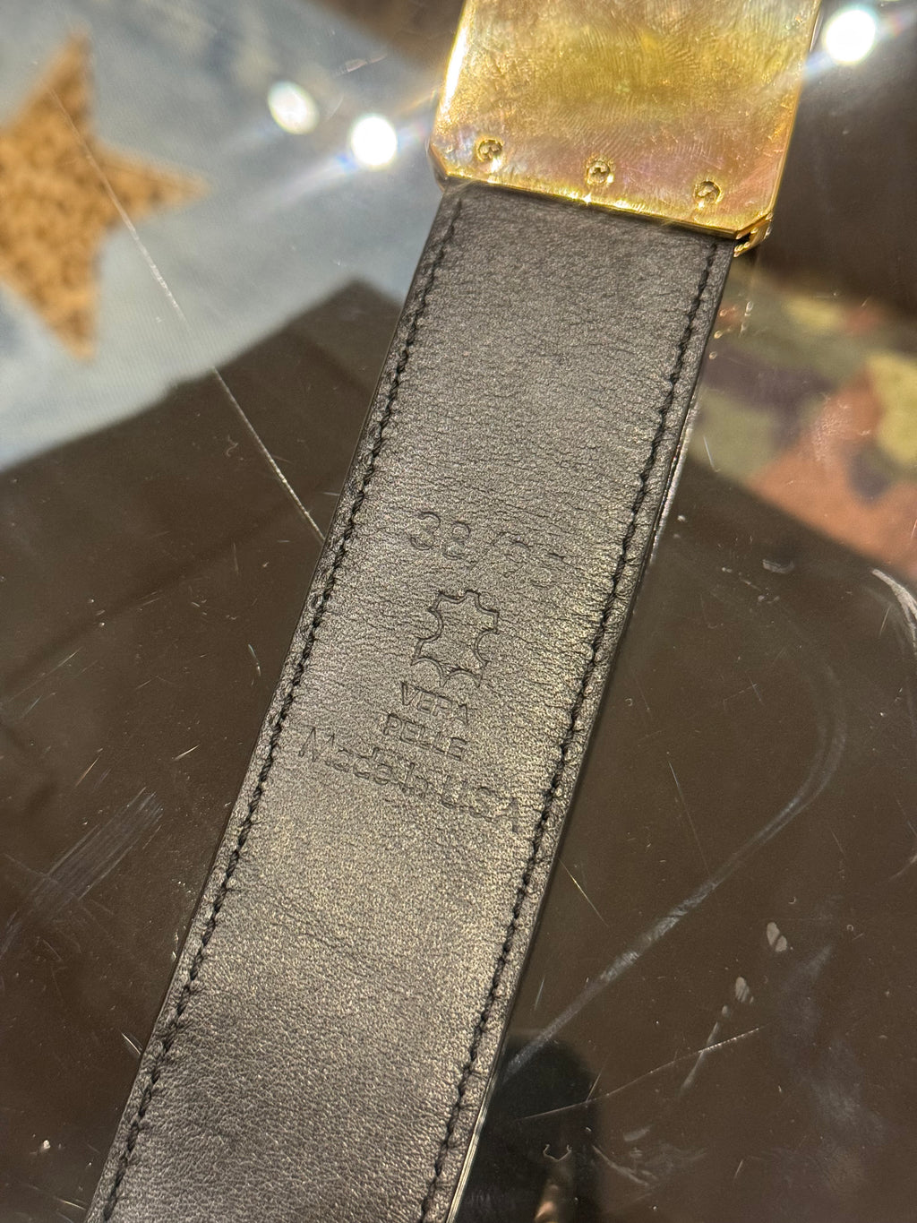 Buscemi Leather Belt Gold Hardware