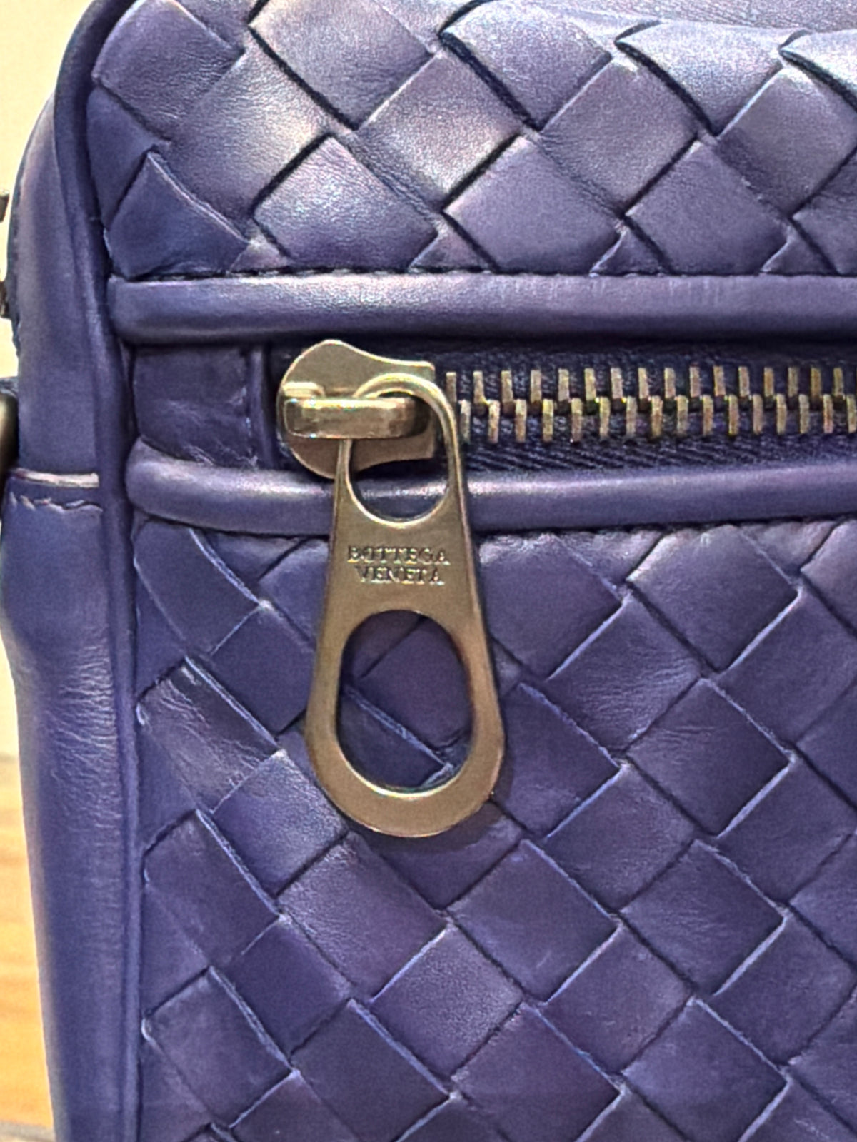 Bottega Veneta Intrecciato Woven Leather Pouch - Blue