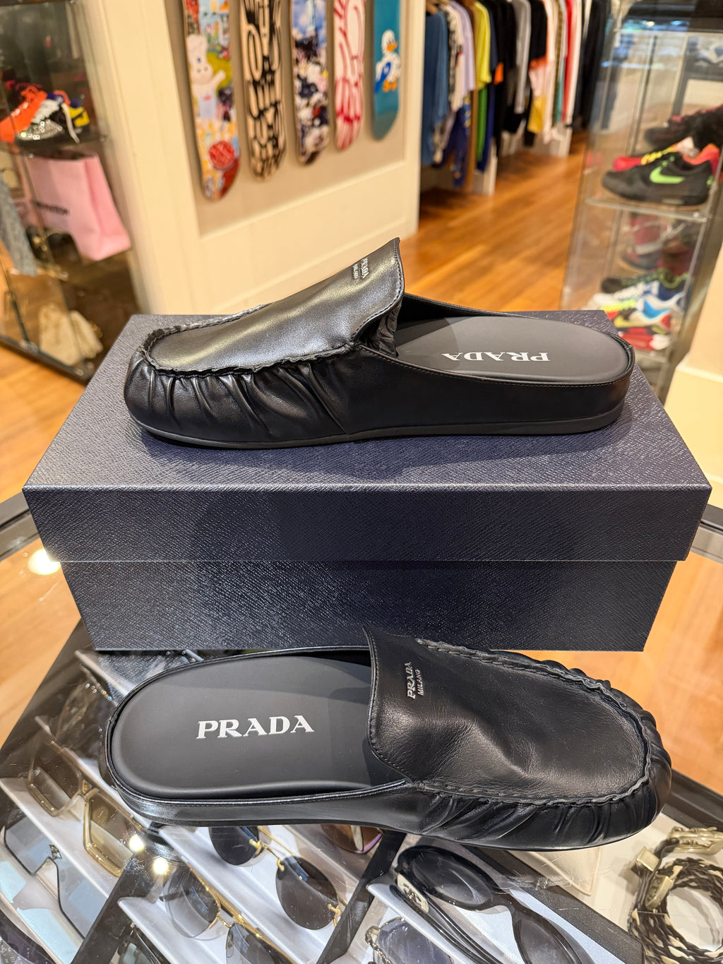 Prada Leather Mules - Black