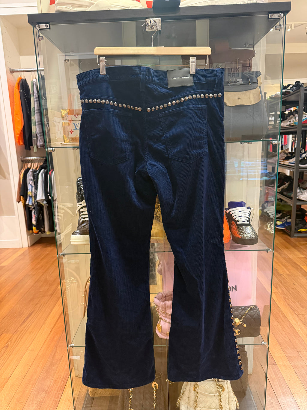 Coût De La Liberté Jimmy Studs Stretch Corduroy Flare Pants - Blue
