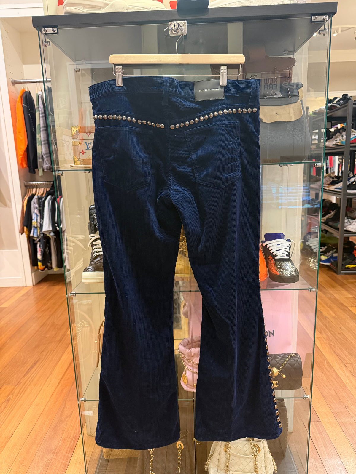 Coût De La Liberté Jimmy Studs Stretch Corduroy Flare Pants - Blue
