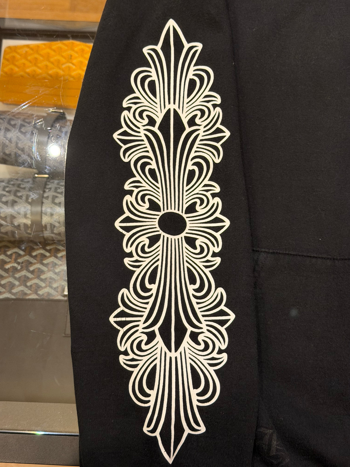 Chrome Hearts Horseshoe Floral Sleeve Hoodie - Black/White