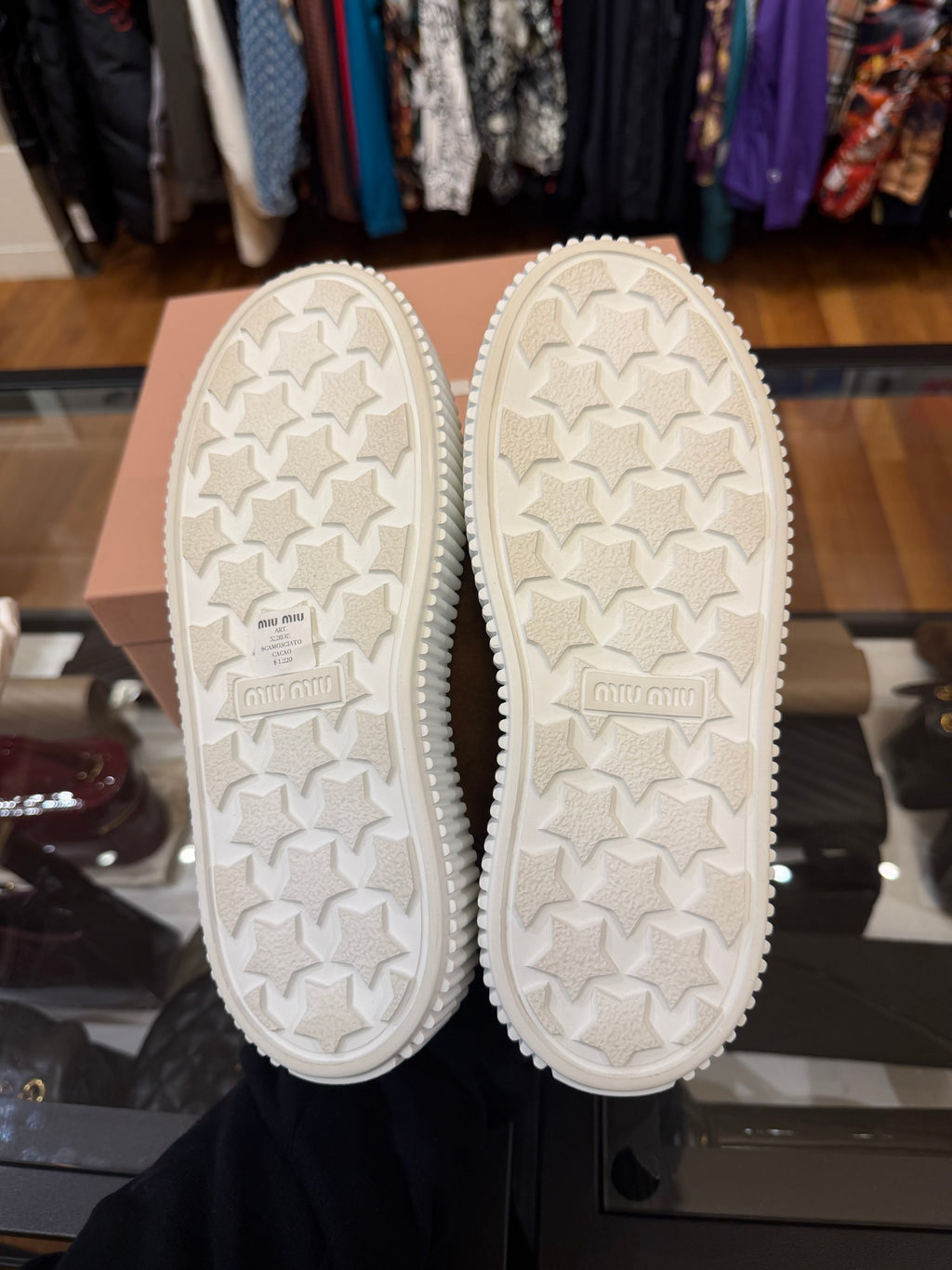 Miu Miu Suede & Shearling Sneakers - Dark Brown
