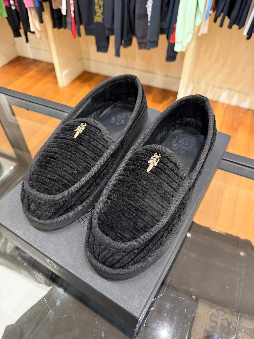 Chrome Hearts Corduroy Dagger Slipper - Black