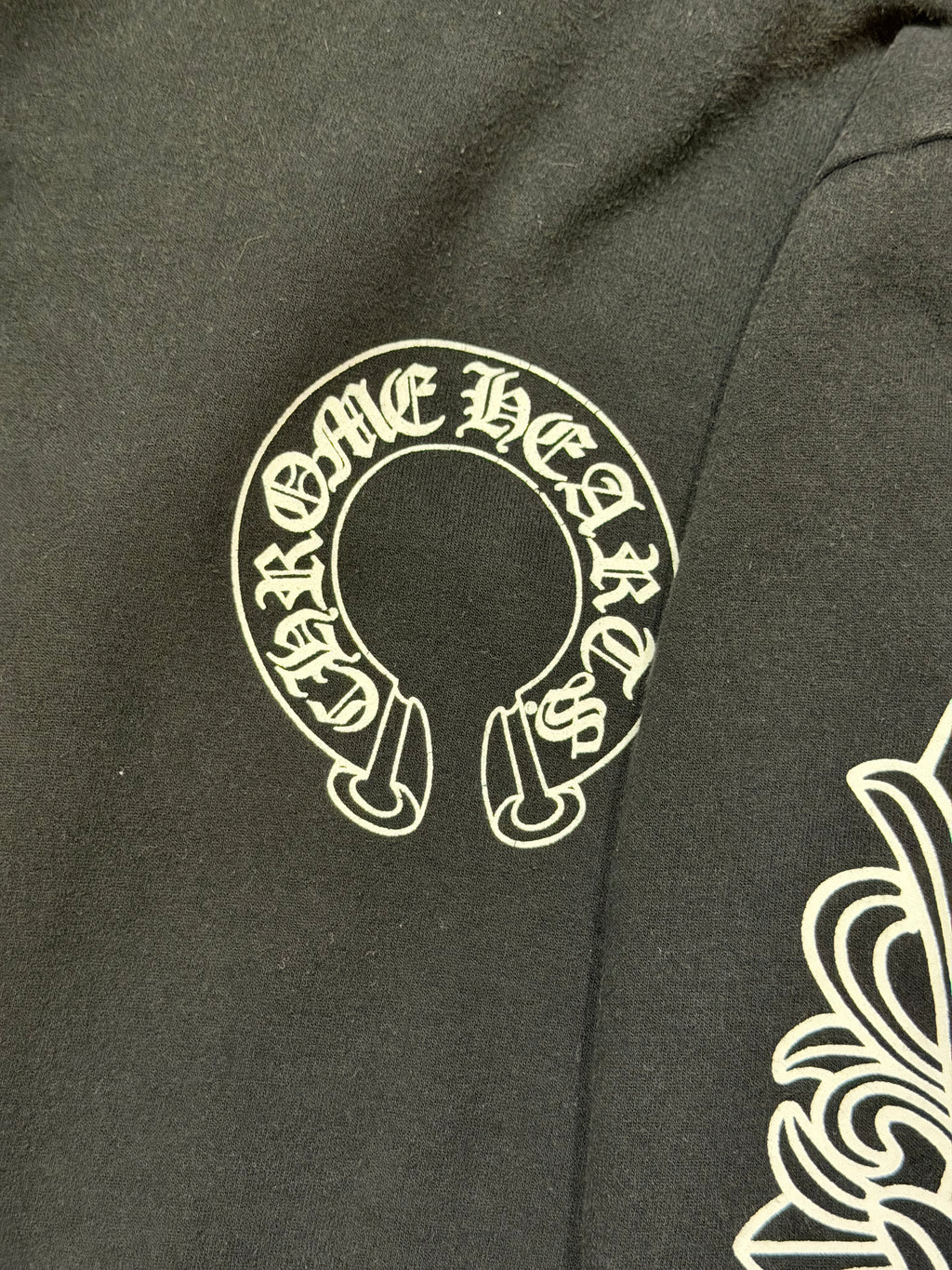 Chrome Hearts Horseshoe Floral Sleeve Hoodie - Black/White
