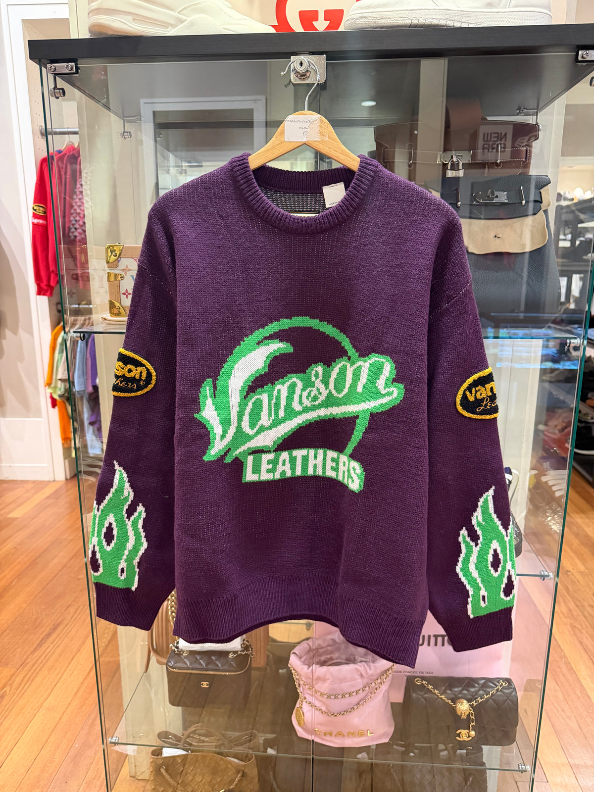Supreme x Vanson Patch Logo Flame Knit Sweater - Purple