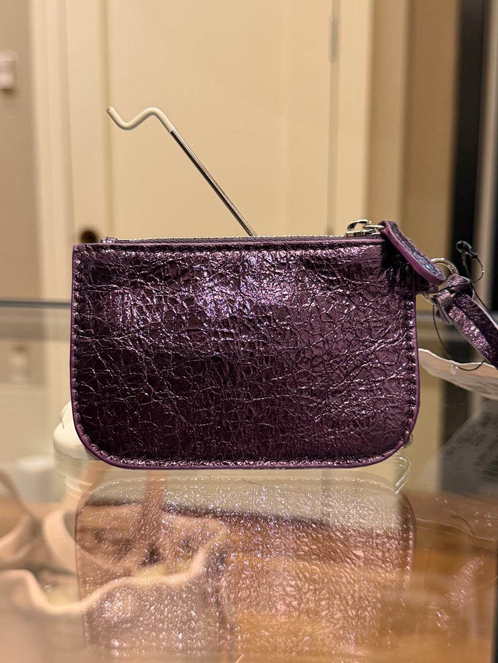 Balenciaga Le Cagole Metallic Arena Lambskin Coin Purse