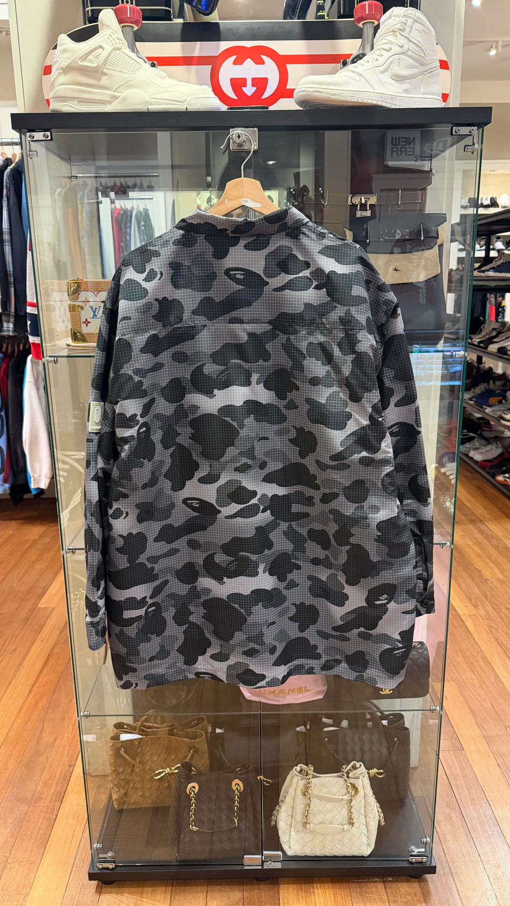 Bape FW22 Grid Camo Relaxed Fit Military Shirt - Black
