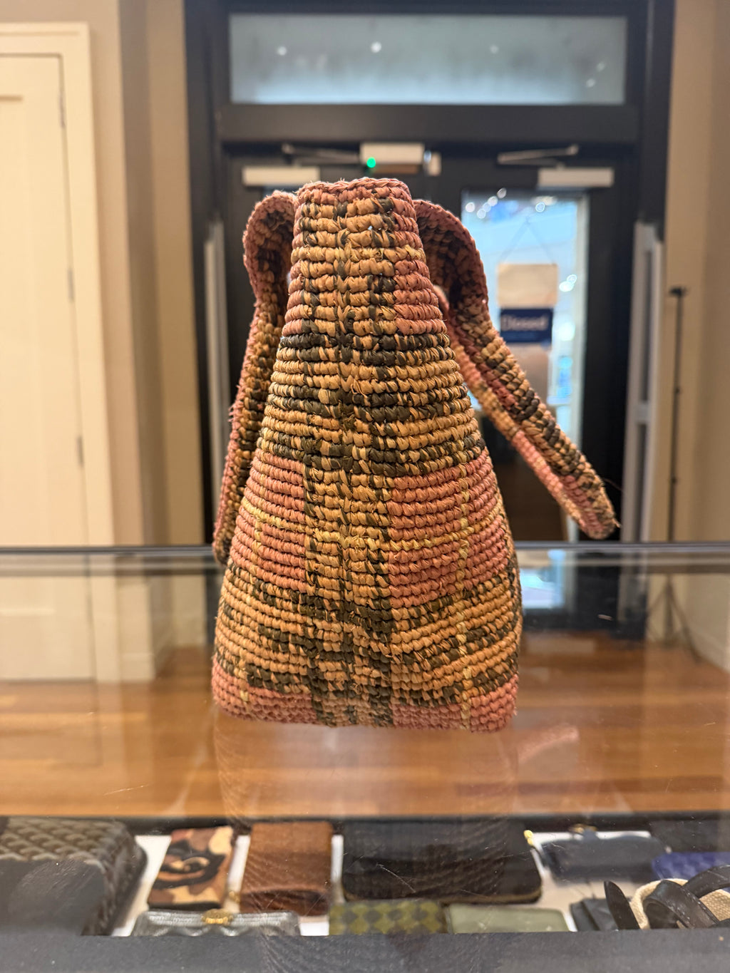 Burberry Extra Large Margate Raffia Check Tote